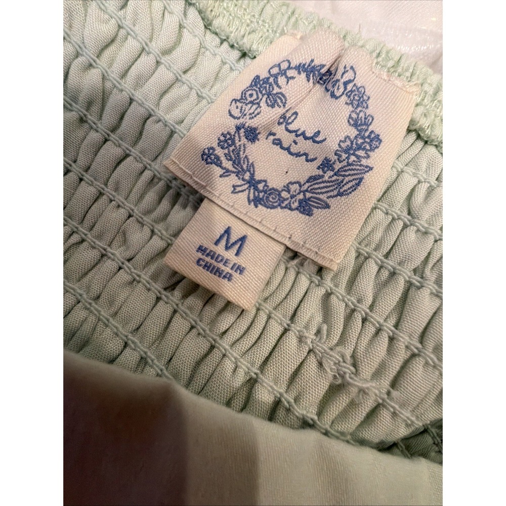 Blue Rain Chambray Tencel Off Shoulder Babydoll Flowy Mini Womens Dress Size M - Picture 10 of 10